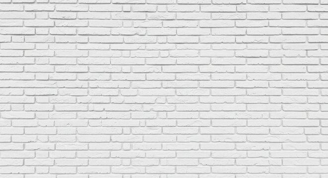 Fototapeta Clean white brick wall texture provides a versatile, modern backdrop for any design project.