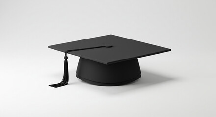 Elegant black graduation cap with tassel symbolizes academic achievement and the start of a bright future