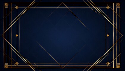 Gold Art Deco frame on navy blue background