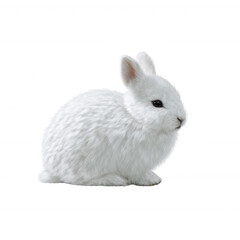 Obraz premium White rabbit sitting quietly, showcasing its fluffy fur and expressive features, perfect for animal lovers and nature enthusiasts.