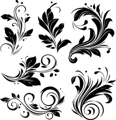 Elegant Floral Swirl Vectors Collection