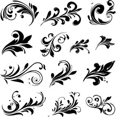 Elegant Floral Swirl Vectors Collection