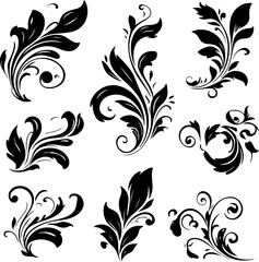Elegant Floral Swirl Vectors Collection