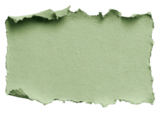 Aged, light sage-green paper, ripped edges