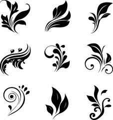 Elegant Floral Swirl Vectors Collection