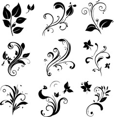 Elegant Floral Swirl Vectors Collection