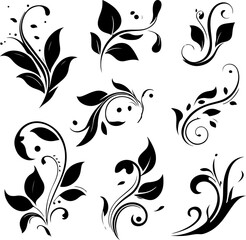 Elegant Floral Swirl Vectors Collection