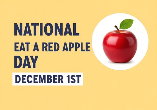 National Eat a Red Apple Day December 1st graphic with red apple image photo