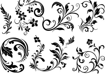 Elegant Floral Swirl Vectors Collection
