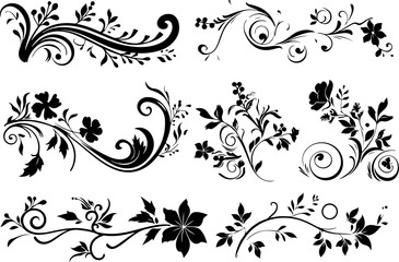 Elegant Floral Swirl Vectors Collection