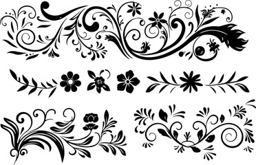 Elegant Floral Swirl Vectors Collection