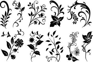 Elegant Floral Swirl Vectors Collection