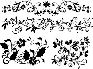 Elegant Floral Swirl Vectors Collection