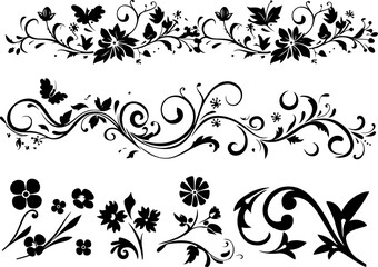 Elegant Floral Swirl Vectors Collection