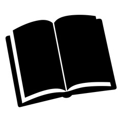 Black and white silhouette of an open book isolated on background