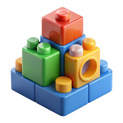 Naklejka premium Stacking colorful toy blocks for children isolated on transparent background