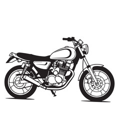 Fototapeta premium Monochrome illustration of a classic motorcycle against a clean white background