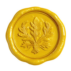 Golden wax seal with embossed floral motif