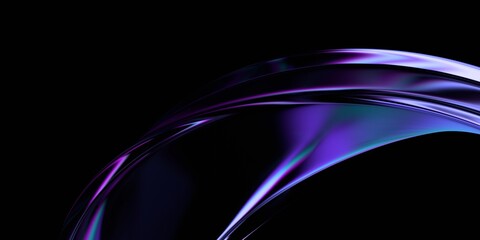 Abstract glass shape with neon reflections, 3d render