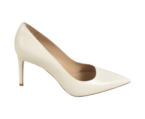 Women Stylish Pastel White high heel stiletto shoe with transparent background, This fashion-forward women’s footwear features a pointed toe and ultra-thin heel