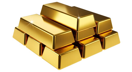 Golden bars symbolize wealth, investment, and financial success. For banking, finance, and business. Illustrating savings, value, and market growth. Commercial projects. Isolated white background