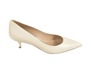 Women Stylish Pastel White high heel stiletto shoe with transparent background, This fashion-forward women’s footwear features a pointed toe and ultra-thin heel