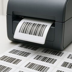 Modern barcode printer efficiently producing labels, streamlining inventory management and retail operations with crisp, clear lines for business success