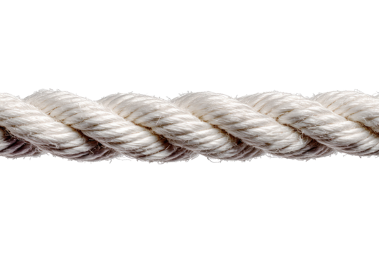Close-up of a thick, braided white rope