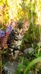 Kitten amidst wildflowers