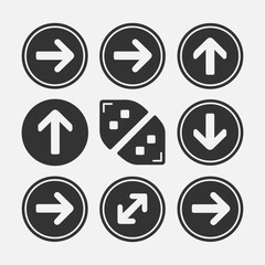 Collection of directional arrow icons and symbols for navigation new design