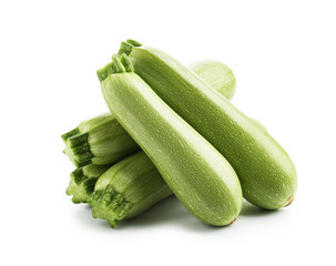 Many fresh ripe zucchinis isolated on white