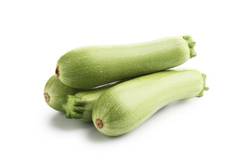 Many fresh ripe zucchinis isolated on white