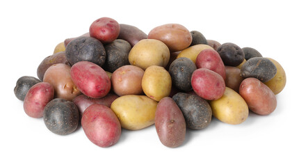 Different types of potatoes isolated on white