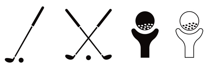 Golf Club Icon Pack – Flat Vector Illustration of Crossed Golf Sticks for Sports Design