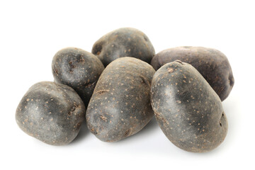 Fresh ripe purple potatoes isolated on white
