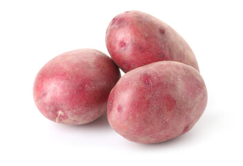 Fresh ripe red potatoes isolated on white
