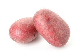 Fresh ripe red potatoes isolated on white