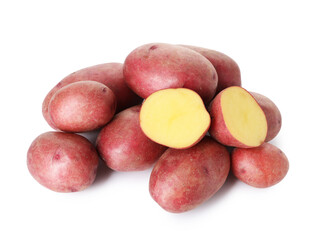 Fresh ripe red potatoes isolated on white
