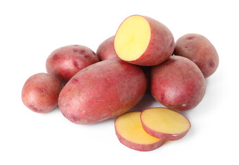 Fresh ripe red potatoes isolated on white