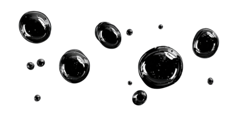 Floating soap bubbles against a black background