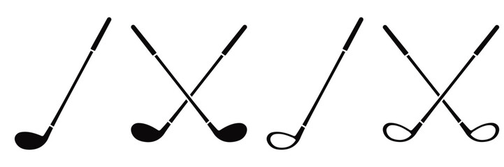 Golf Club Icon Pack – Flat Vector Illustration of Crossed Golf Sticks for Sports Design