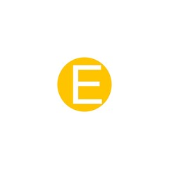 Letter E in yellow circle on white background 