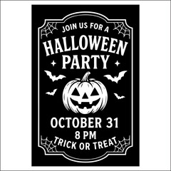 Halloween Invitation Label Design Black and White
