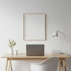 Minimalist Workspace with Empty Frame Ideal for Mockups.