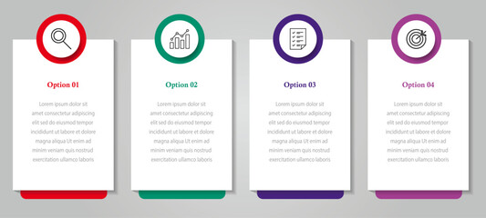 Business data visualization timeline process infographic template design with icons | 4 steps business infographic diagram with circle