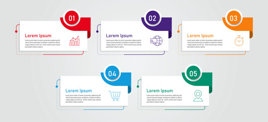 Naklejka premium Presentation business infographic template vector | Business visualization 5 steps timeline process with icon | Traditional modern infographic design
