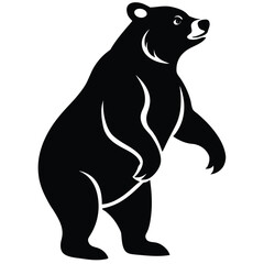 Wild black bear vector silhouette illustration