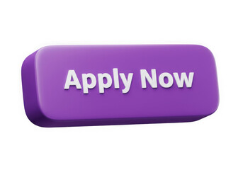 3d apply now button isolated on transparent background