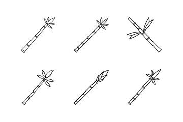 bamboo stick decor icon line art vector illustration