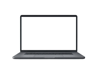 Gray laptop with blank white screen